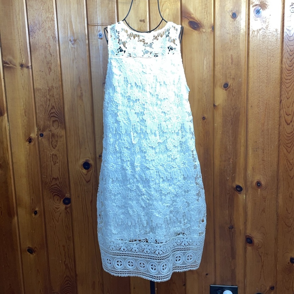 Altar’d state white lace mini dress bridal party dress size medium floral print - Picture 5 of 5